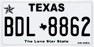TX license plate BDL8862
