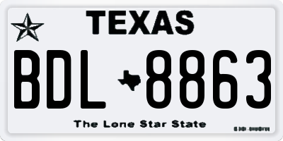 TX license plate BDL8863