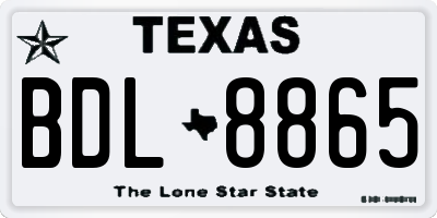 TX license plate BDL8865
