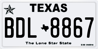 TX license plate BDL8867