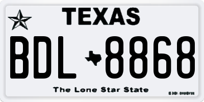 TX license plate BDL8868