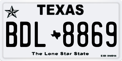 TX license plate BDL8869