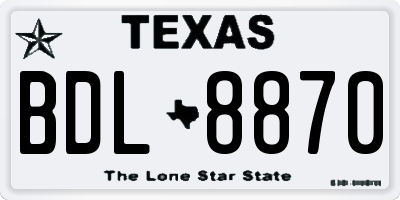 TX license plate BDL8870