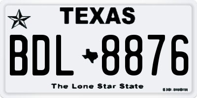 TX license plate BDL8876