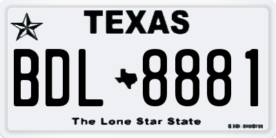 TX license plate BDL8881