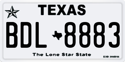 TX license plate BDL8883