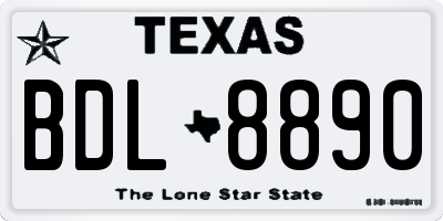 TX license plate BDL8890