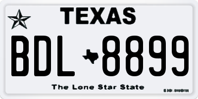 TX license plate BDL8899
