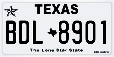 TX license plate BDL8901