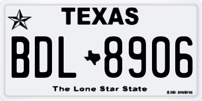 TX license plate BDL8906