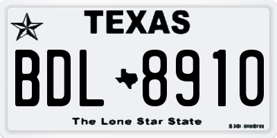 TX license plate BDL8910