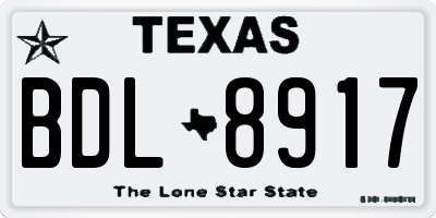 TX license plate BDL8917