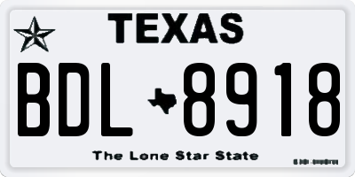 TX license plate BDL8918