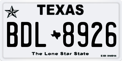 TX license plate BDL8926