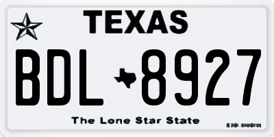 TX license plate BDL8927