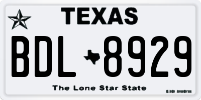 TX license plate BDL8929