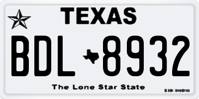 TX license plate BDL8932