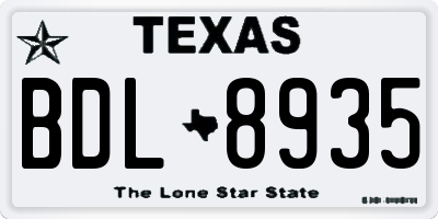 TX license plate BDL8935