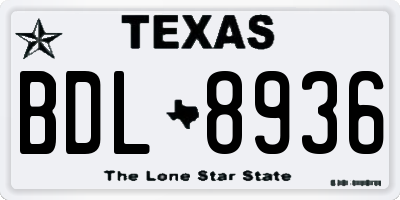 TX license plate BDL8936