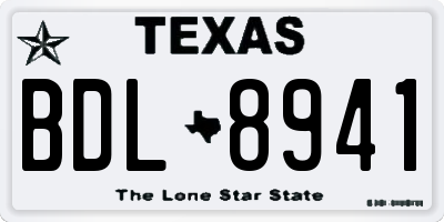 TX license plate BDL8941
