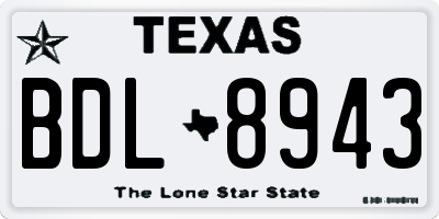 TX license plate BDL8943