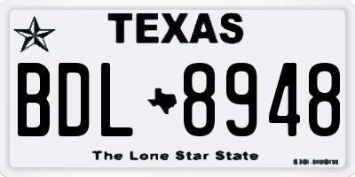 TX license plate BDL8948