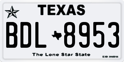TX license plate BDL8953