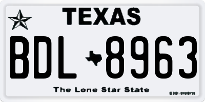 TX license plate BDL8963