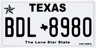 TX license plate BDL8980