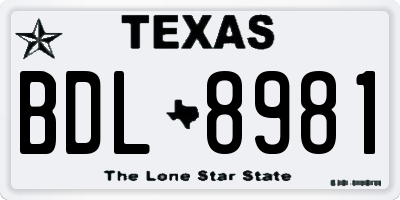 TX license plate BDL8981
