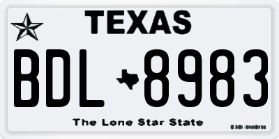 TX license plate BDL8983