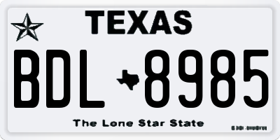 TX license plate BDL8985