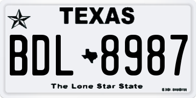 TX license plate BDL8987