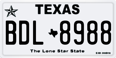 TX license plate BDL8988
