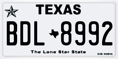 TX license plate BDL8992