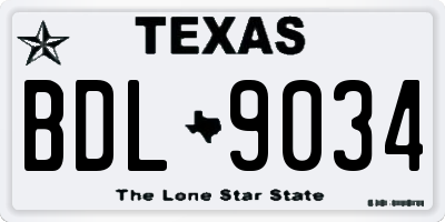 TX license plate BDL9034