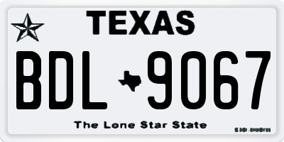 TX license plate BDL9067