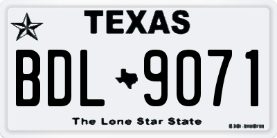 TX license plate BDL9071