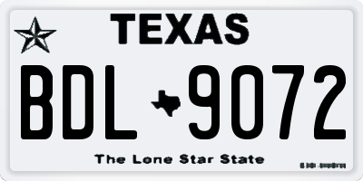 TX license plate BDL9072