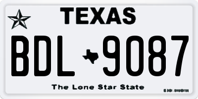 TX license plate BDL9087