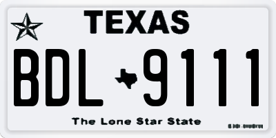 TX license plate BDL9111