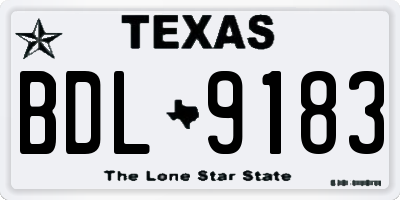 TX license plate BDL9183