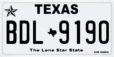 TX license plate BDL9190