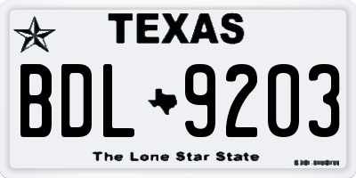 TX license plate BDL9203