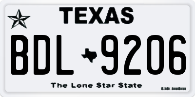 TX license plate BDL9206
