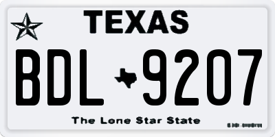 TX license plate BDL9207