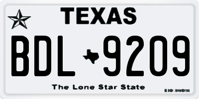 TX license plate BDL9209