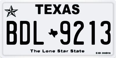 TX license plate BDL9213