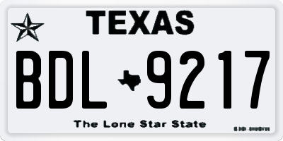 TX license plate BDL9217