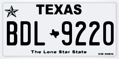 TX license plate BDL9220